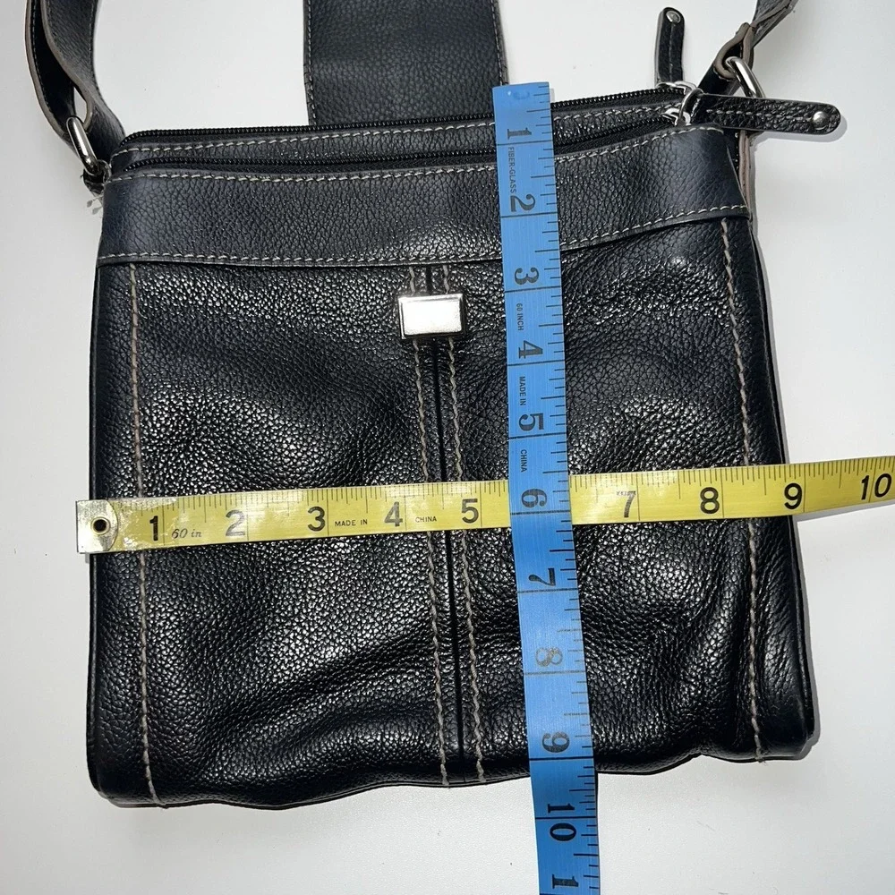 Tignanello Black Pebbled Leather  Crossbody Organizer Purse